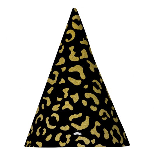 Gold Leopard, Gold Glitter, Leopard Pattern Feesthoedjes (Rechts)