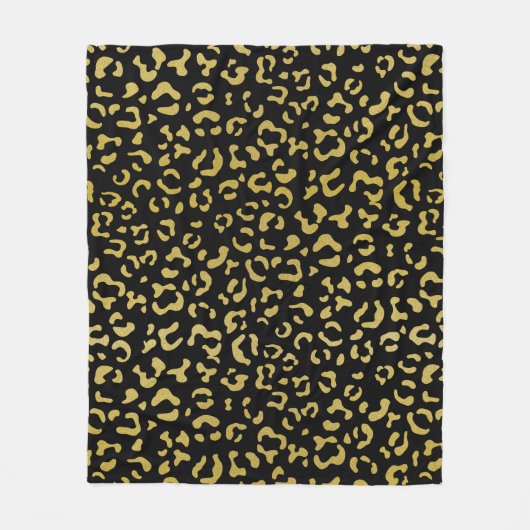 Gold Leopard, Gold Glitter, Leopard Pattern Fleece Deken (Voorkant)