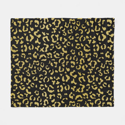 Gold Leopard, Gold Glitter, Leopard Pattern Fleece Deken (Voorkant (Horizontaal))
