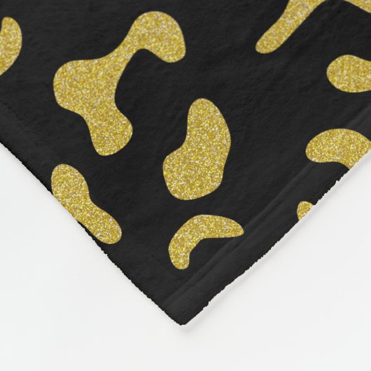 Gold Leopard, Gold Glitter, Leopard Pattern Fleece Deken (Hoek)