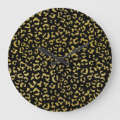 Gold Leopard, Gold Glitter, Leopard Pattern Grote Klok (Voorkant)