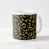 Gold Leopard, Gold Glitter, Leopard Pattern Grote Koffiekop (Voorkant rechts)