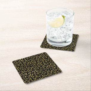 Gold Leopard, Gold Glitter, Leopard Pattern Kartonnen Onderzetters