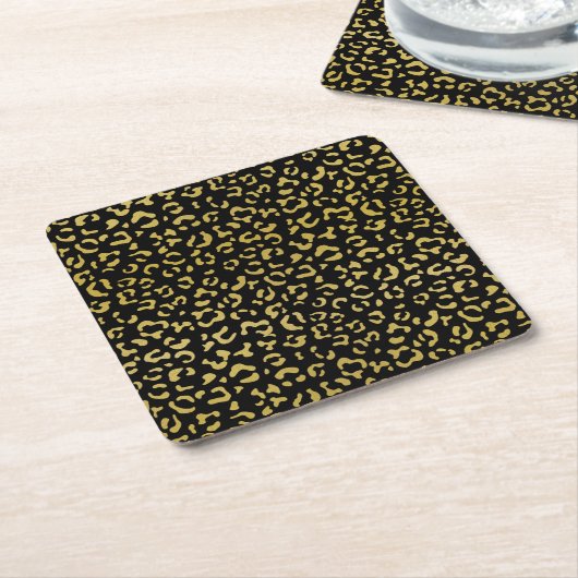 Gold Leopard, Gold Glitter, Leopard Pattern Kartonnen Onderzetters (Schuin)