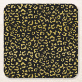 Gold Leopard, Gold Glitter, Leopard Pattern Kartonnen Onderzetters (Voorkant)