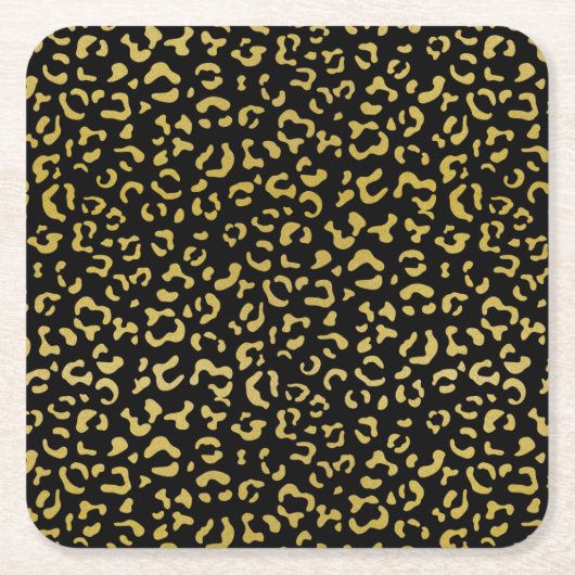 Gold Leopard, Gold Glitter, Leopard Pattern Kartonnen Onderzetters (Voorkant)