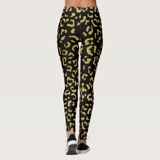 Gold Leopard, Gold Glitter, Leopard Pattern Leggings (Achterkant)