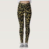 Gold Leopard, Gold Glitter, Leopard Pattern Leggings (Voorkant)