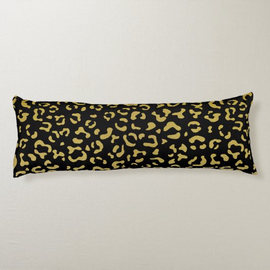 Gold Leopard, Gold Glitter, Leopard Pattern Lichaamskussen (Achterkant)