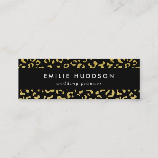 Gold Leopard, Gold Glitter, Leopard Pattern Mini Visitekaartje (Voorkant)