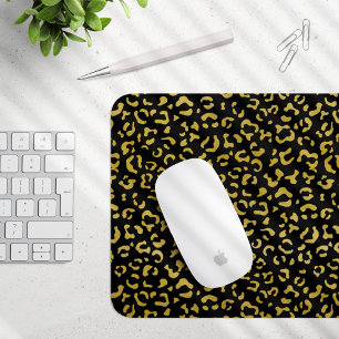 Gold Leopard, Gold Glitter, Leopard Pattern Muismat