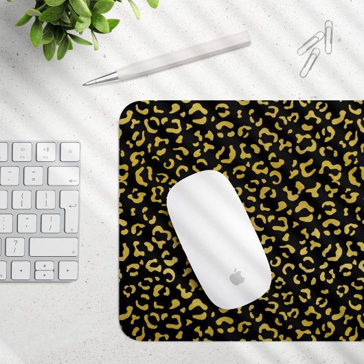 Gold Leopard, Gold Glitter, Leopard Pattern Muismat