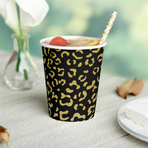 Gold Leopard, Gold Glitter, Leopard Pattern Papieren Bekers