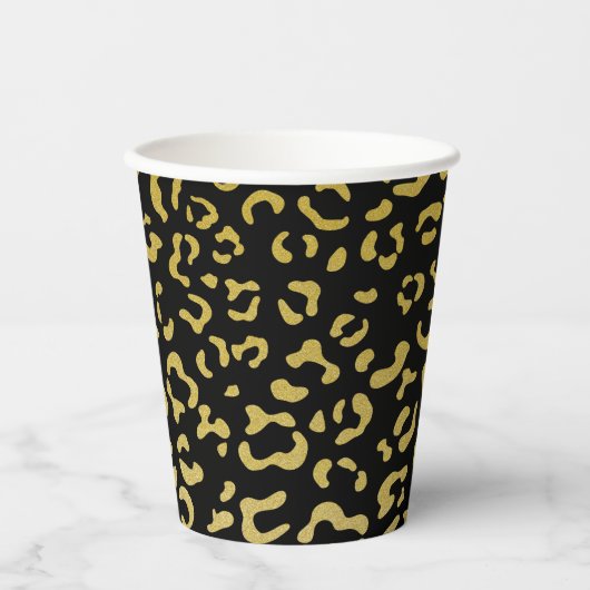 Gold Leopard, Gold Glitter, Leopard Pattern Papieren Bekers (Voorkant)