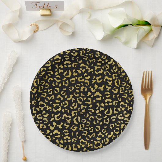 Gold Leopard, Gold Glitter, Leopard Pattern Papieren Bordje (Huwelijk)