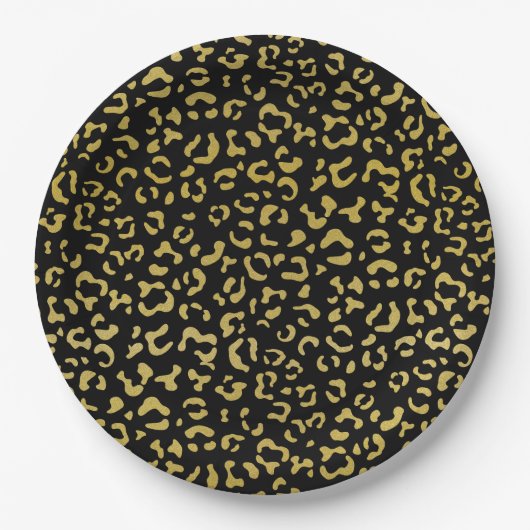 Gold Leopard, Gold Glitter, Leopard Pattern Papieren Bordje (Voorkant)
