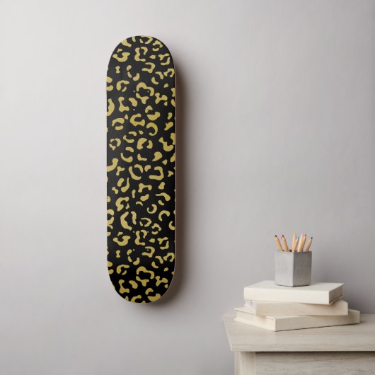 Gold Leopard, Gold Glitter, Leopard Pattern Persoonlijk Skateboard (Muurkunst)