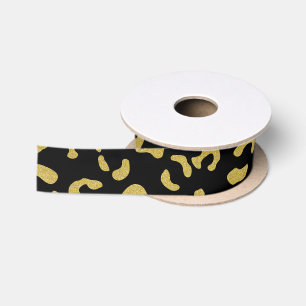 Gold Leopard, Gold Glitter, Leopard Pattern Satijnen Lint