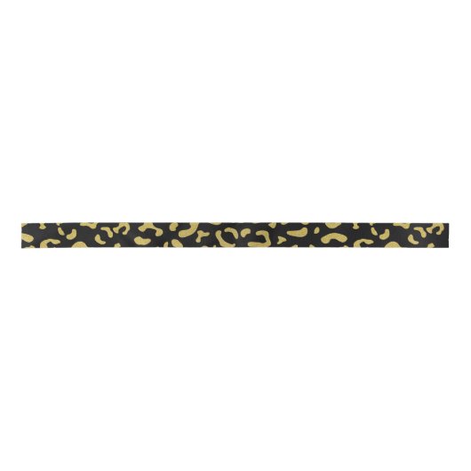 Gold Leopard, Gold Glitter, Leopard Pattern Satijnen Lint (Voorkant)