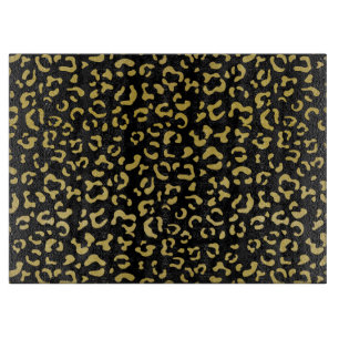 Gold Leopard, Gold Glitter, Leopard Pattern Snijplank