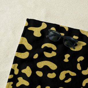 Gold Leopard, Gold Glitter, Leopard Pattern Strandlaken