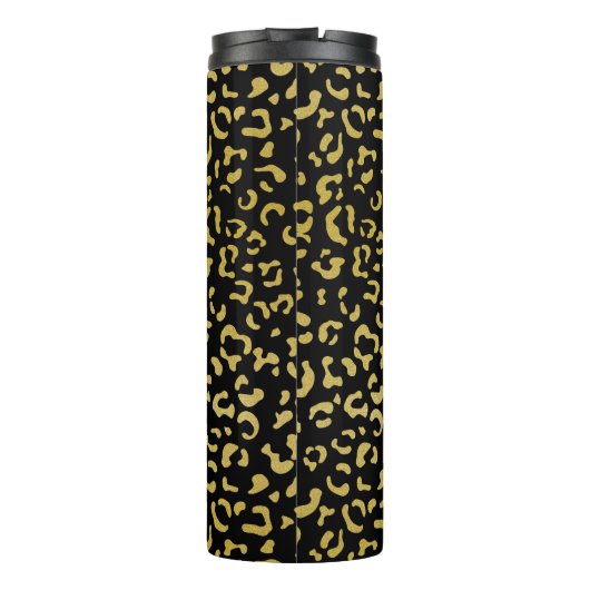 Gold Leopard, Gold Glitter, Leopard Pattern Thermosbeker (Achterkant)