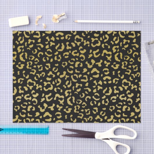 Gold Leopard, Gold Glitter, Leopard Pattern Tissuepapier (Craft)