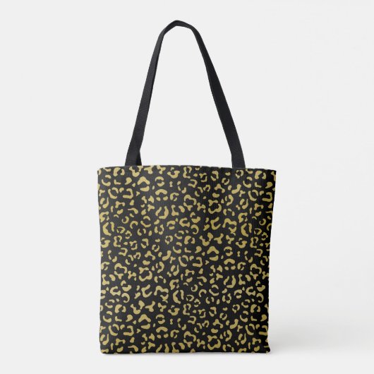 Gold Leopard, Gold Glitter, Leopard Pattern Tote Bag (Achterkant)