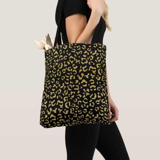 Gold Leopard, Gold Glitter, Leopard Pattern Tote Bag (Dichtbij)