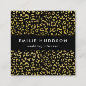 Gold Leopard, Gold Glitter, Leopard Pattern Vierkante Visitekaartje (Voorkant)