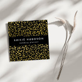 Gold Leopard, Gold Glitter, Leopard Pattern Vierkante Visitekaartje