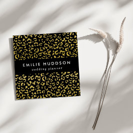 Gold Leopard, Gold Glitter, Leopard Pattern Vierkante Visitekaartje