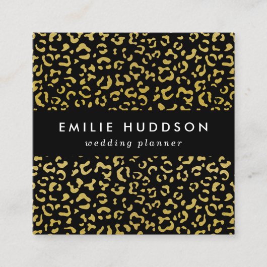 Gold Leopard, Gold Glitter, Leopard Pattern Vierkante Visitekaartje (Voorkant)