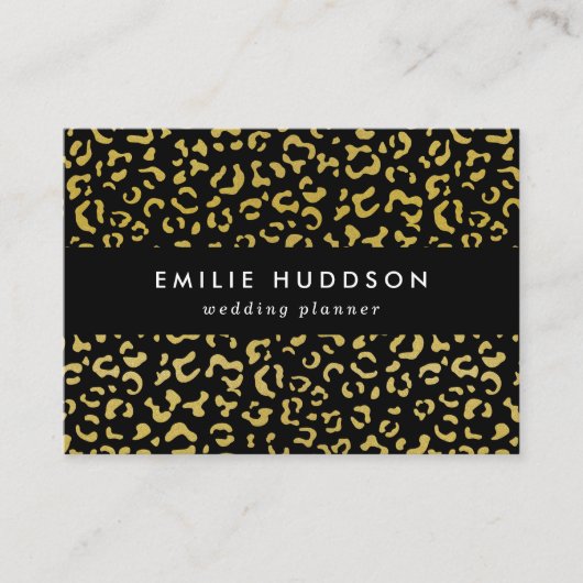 Gold Leopard, Gold Glitter, Leopard Pattern Visitekaartje (Voorkant)