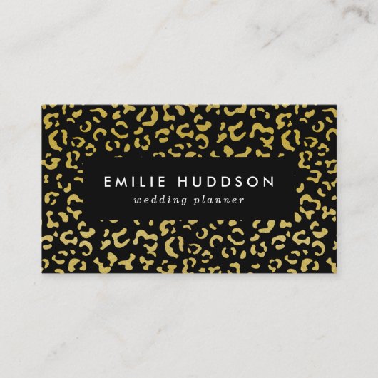 Gold Leopard, Gold Glitter, Leopard Pattern Visitekaartje (Voorkant)
