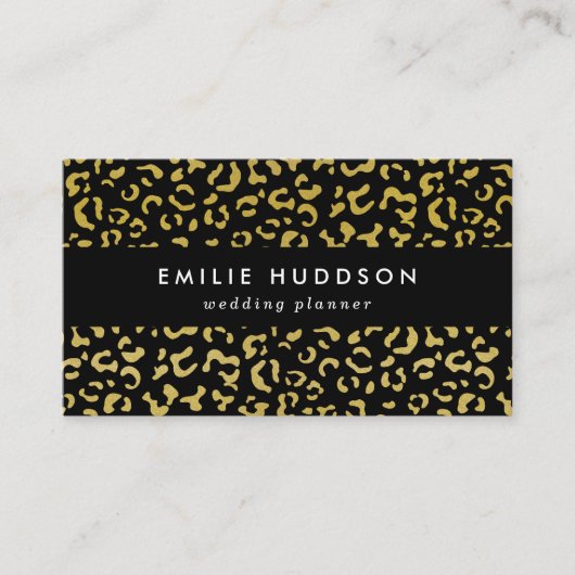Gold Leopard, Gold Glitter, Leopard Pattern Visitekaartje (Voorkant)