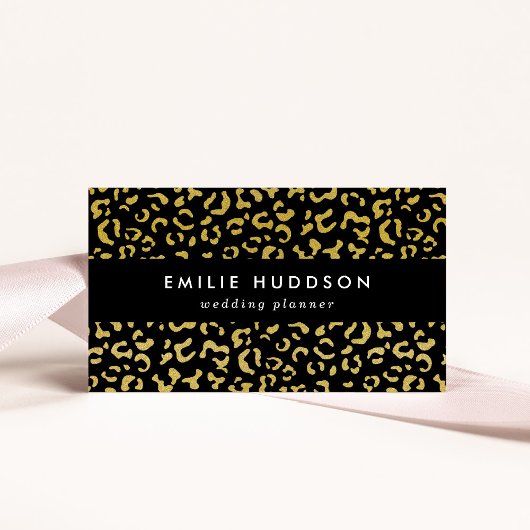 Gold Leopard, Gold Glitter, Leopard Pattern Visitekaartje
