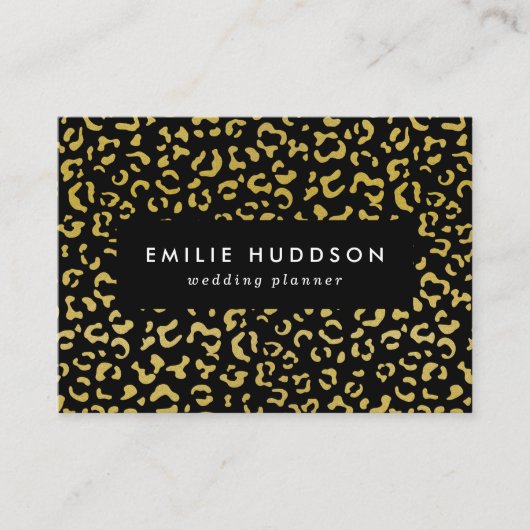 Gold Leopard, Gold Glitter, Leopard Pattern Visitekaartje (Voorkant)