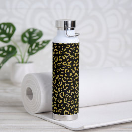 Gold Leopard, Gold Glitter, Leopard Pattern Waterfles