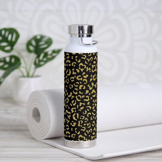 Gold Leopard, Gold Glitter, Leopard Pattern Waterfles (Yoga)