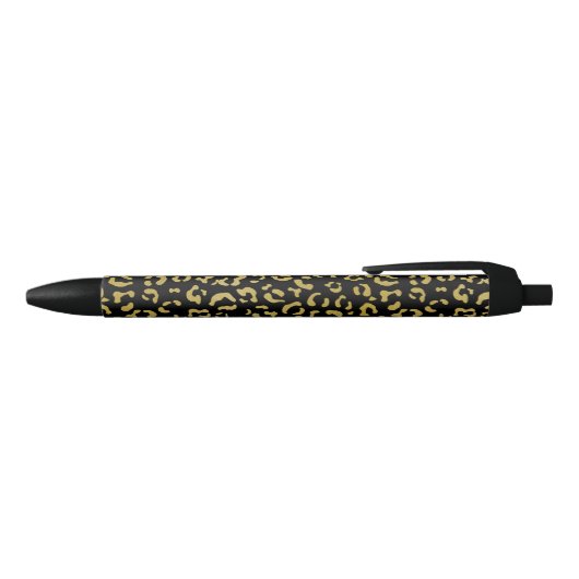 Gold Leopard, Gold Glitter, Leopard Pattern Zwarte Inkt Pen (Bovenkant)