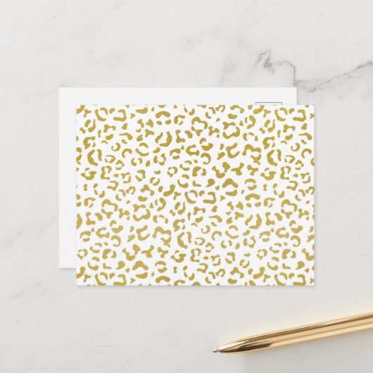 Gold Leopard, Gold Glitter, luipaard afdrukken Briefkaart (Voorkant / Achterkant in situ)