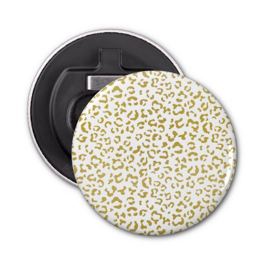 Gold Leopard, Gold Glitter, luipaard afdrukken Button Flesopener (Voorkant)