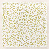 Gold Leopard, Gold Glitter, luipaard afdrukken Glazen Onderzetter (Voorkant)