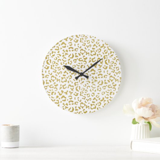 Gold Leopard, Gold Glitter, luipaard afdrukken Grote Klok (Huis)