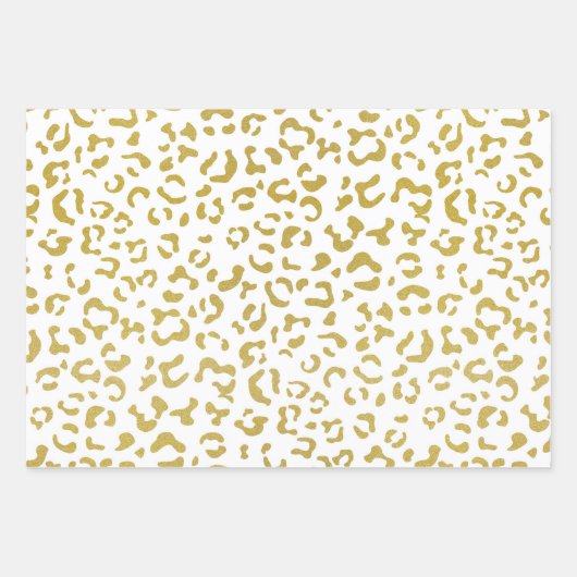 Gold Leopard, Gold Glitter, luipaard afdrukken Inpakpapier Vel (Voorkant 2)