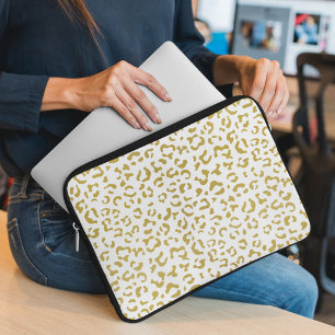 Gold Leopard, Gold Glitter, luipaard afdrukken Laptop Sleeve