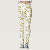 Gold Leopard, Gold Glitter, luipaard afdrukken Leggings (Voorkant)