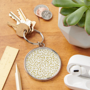 Gold Leopard, Gold Glitter, luipaard afdrukken Sleutelhanger