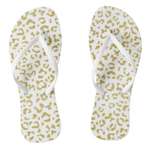 Gold Leopard, Gold Glitter, luipaard afdrukken Teenslippers